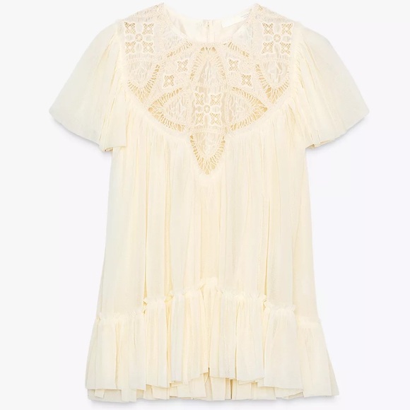 EMBROIDERED FLOWY BLOUSE
Zara Cream Sheer Blouse with Lace Detail - Picture 6 of 11